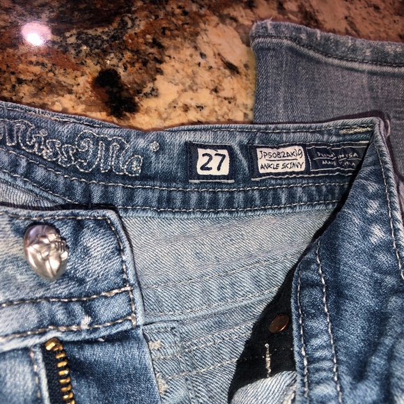 Miss Me Ankle Skinny Jeans MM Jeans Distressed 27 Women Girls Juniors Pretty - Picture 6 of 14